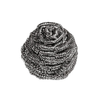 The Scotch-Brite® Stainless Steel Spiral from 3M Deutschland GmbH (3 per pack), made of silver stainless steel with a coiled design, is ideal for cleaning the kitchen and removes stubborn dirt. Shown against a white background.