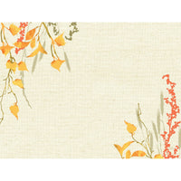 "Fall Beauty" Paper Placemats, 30x40 cm, by Duni GmbH: Textured beige background, orange-yellow autumn leaves, green stems, and red berries in the corners—perfect for fall table decorations. Pack of 250.