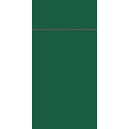 Ein einfarbiges, dunkelgrünes Rechteck füllt den größten Teil des Bildes aus, umrandet von weißen Seiten und gekrönt von einer dünnen grauen Linie - ein Hinweis auf die Eleganz und Nachhaltigkeit der Bio Duniletto Slim 400 x 330 mm Tischdekoration der Duni GmbH.