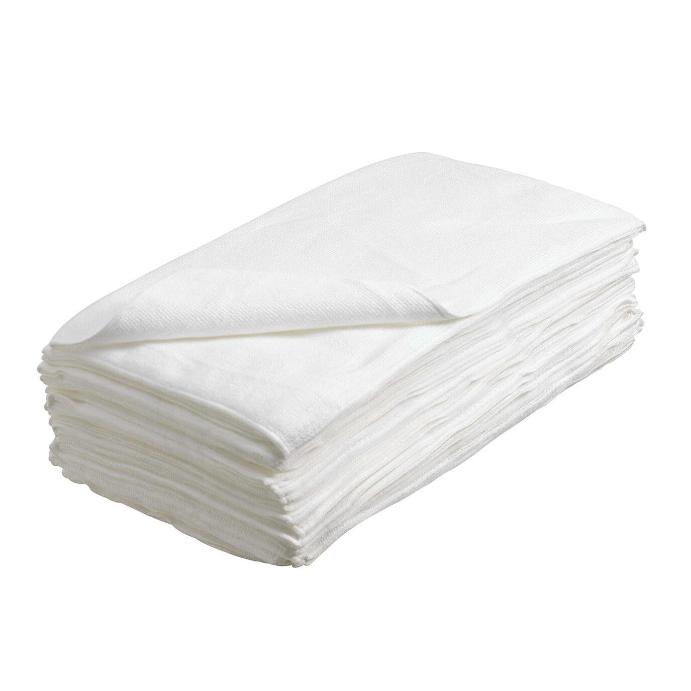 Pictured is a stack of folded white Kimtech® Auto Microfiber Surface Wipes from Kimberly-Clark GmbH against a white background, ideal for car cleaning or delicate surfaces. 1 carton contains 25 sheets (1 box).