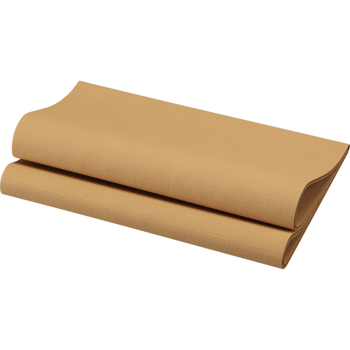 The organic Dunisoft napkins 40 x 40 cm 1/4 fold by Duni GmbH is a folded light brown plastic napkin with a smooth, textured surface, ideal for luxurious table decoration, depicted on a white background.