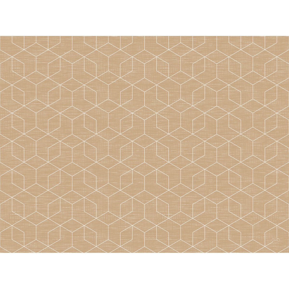 Die Bio-Dunicel-Tischsets 30 x 40 cm der Duni GmbH haben einen hellbraunen Hintergrund mit weißen, geometrischen Würfelmustern. So entsteht ein gewebter Look, der zu umweltfreundlichen Tischen oder nachhaltigem Dekor passt.