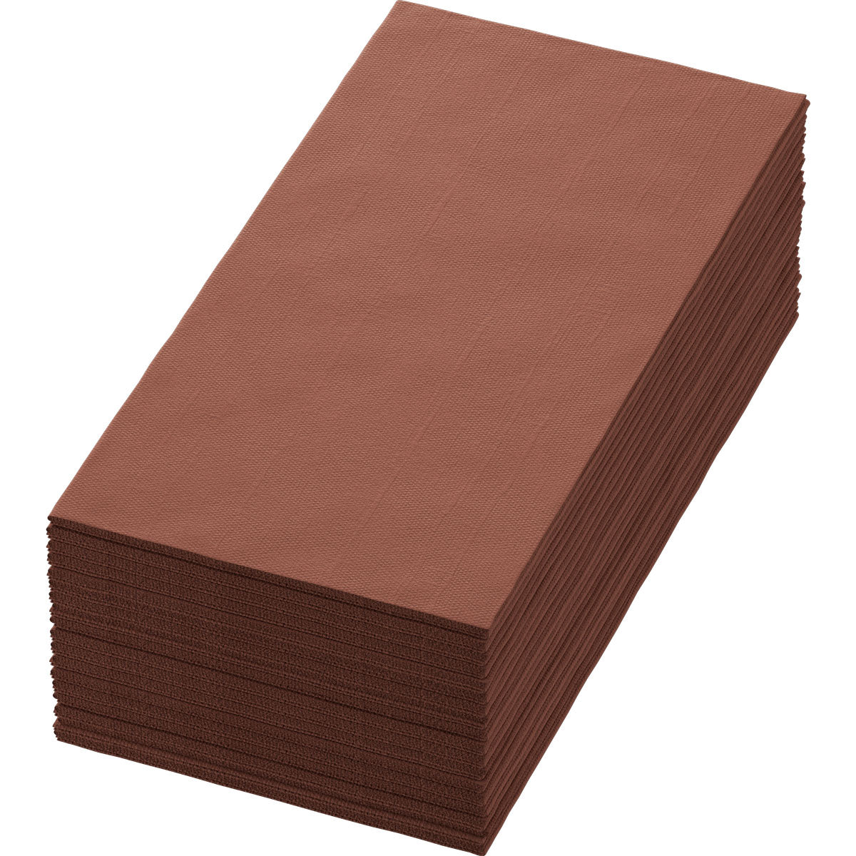 A pack of Duni GmbH Zell napkins 40x40 cm, 3-ply, chestnut (250 napkins) is neatly arranged on a white background.