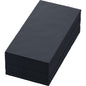 A stack of Duni GmbH Zellt.Serv.40x40 3-ply 1/8 BF black, high-quality black napkins (40x40 cm, 3-ply, pack of 250), lies neatly folded and unused against a white background.