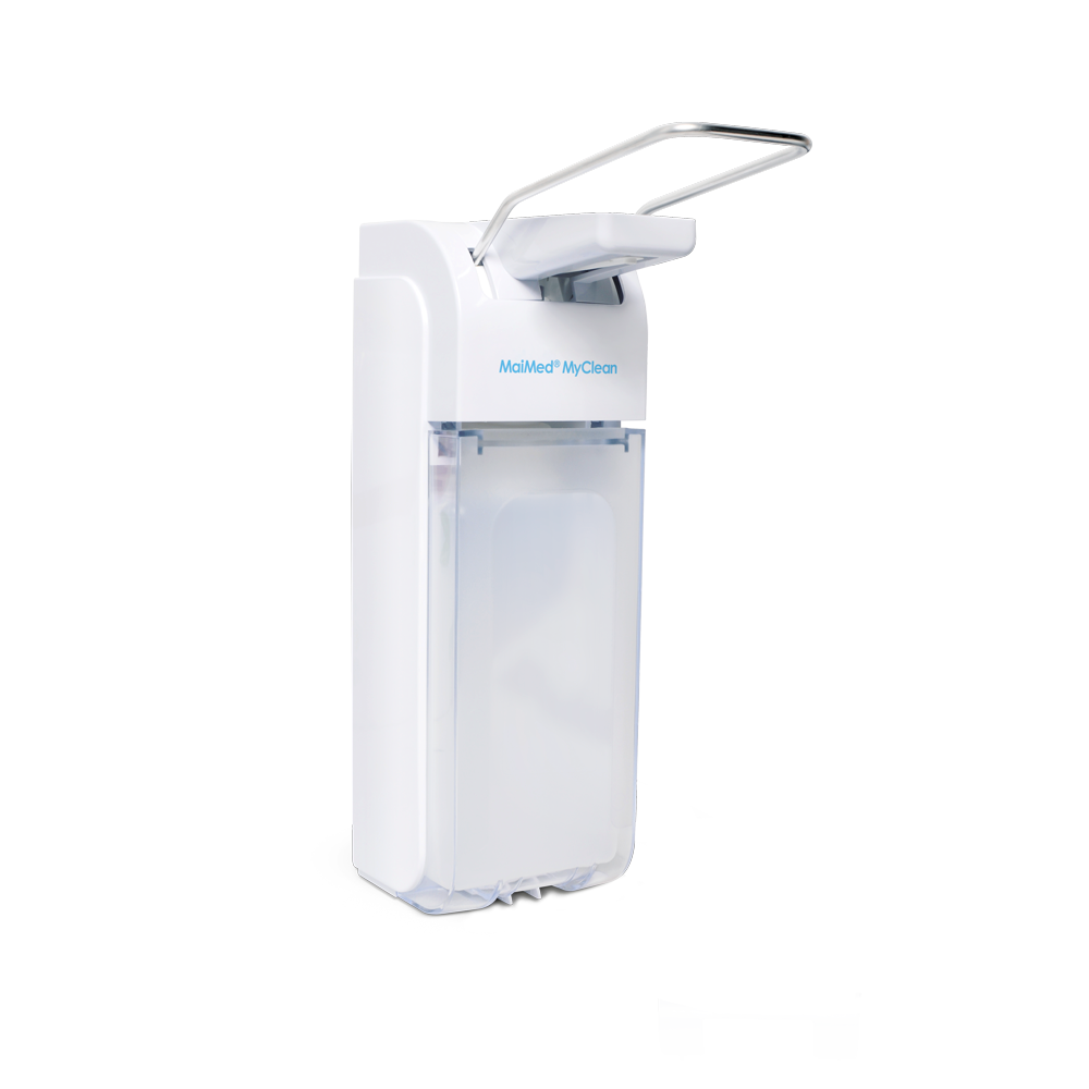MaiMed MyClean universal dispenser plastic with arm lever white for 500ml & 1l (incl. 500ml adapter) | Bottle (500ml)