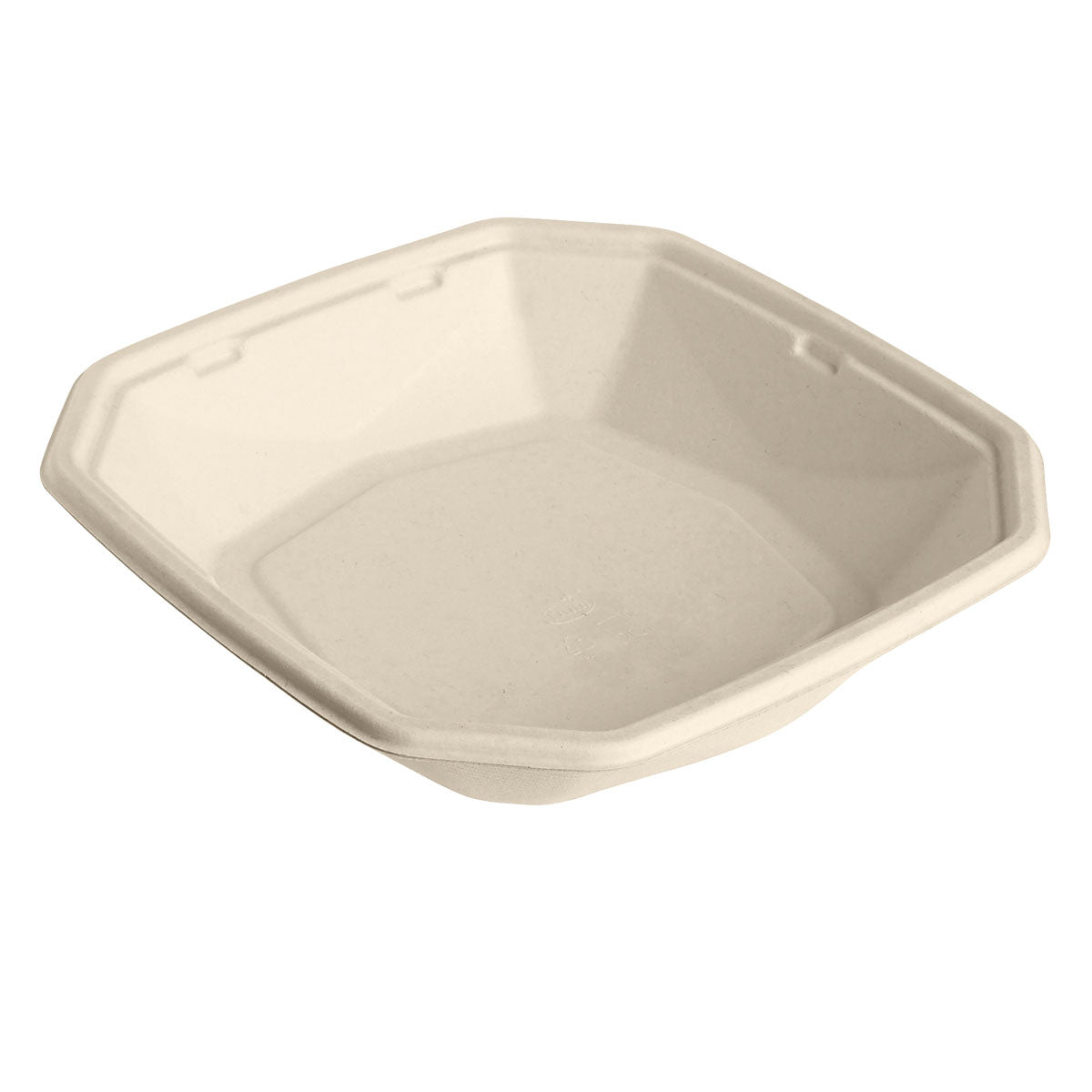 Eine braune, quadratische Octabagasse Schale 1000 ml der Duni GmbH, PBAT/PLA-beschichtet (224x224x42 mm), schräg auf weißem Hintergrund abgebildet - eine nachhaltige Lebensmittelverpackung im 50er Pack für umweltbewusste Entscheidungen.