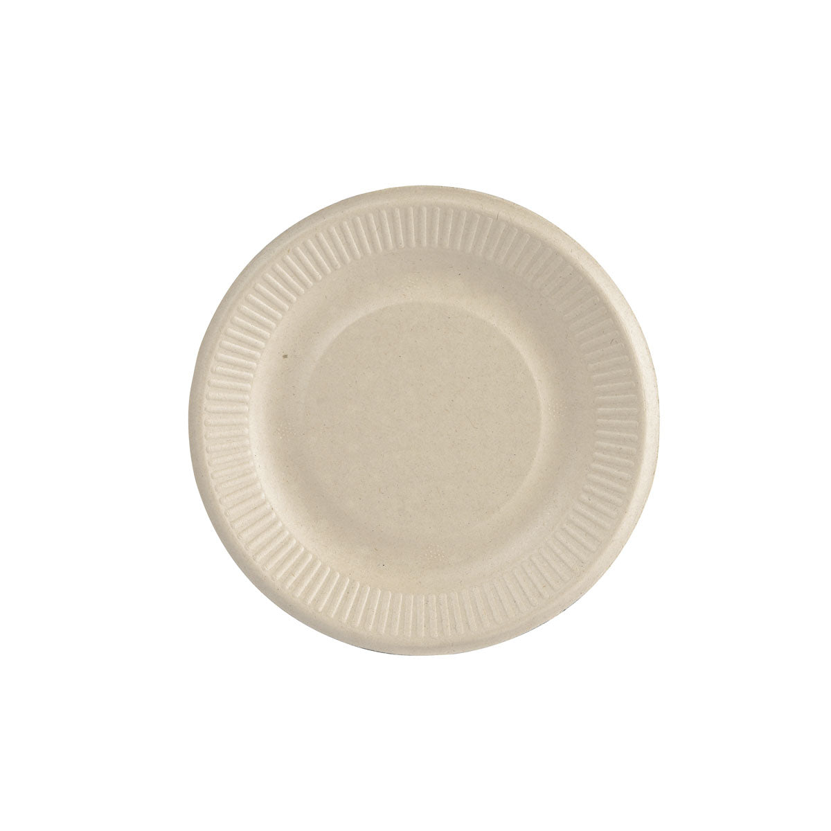 The brown plate ø 15 cm made of uncoated bagasse from Duni GmbH (pack of 50 pieces) is an environmentally friendly paper plate alternative - round, with a slightly raised edge and a fluted rim.
