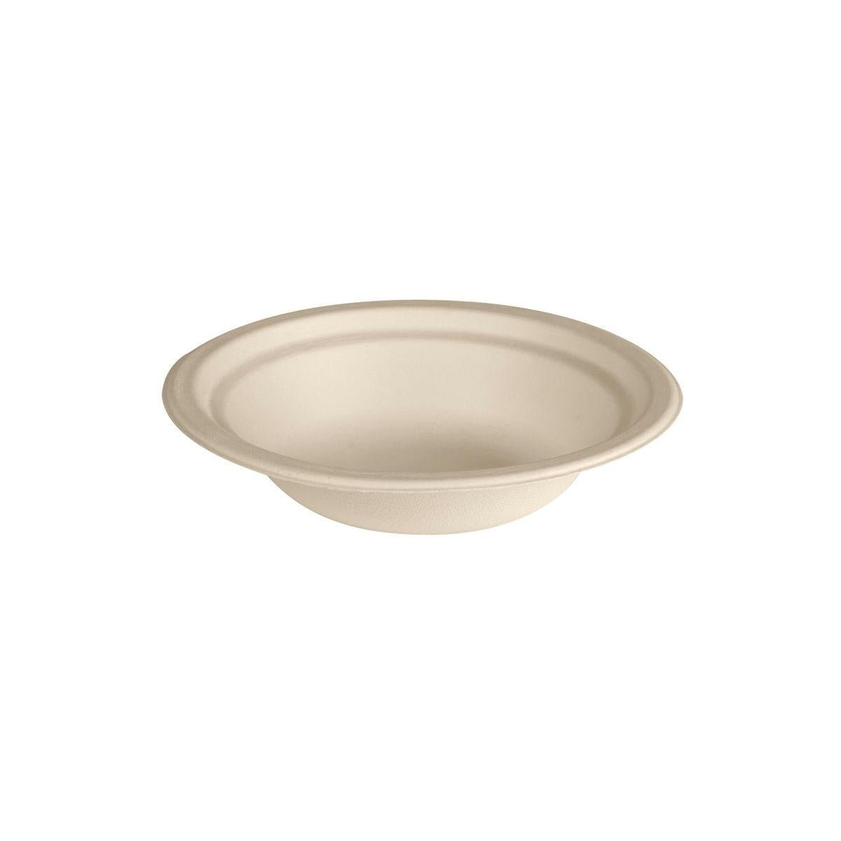 The Duni GmbH soup plate 400 ml, uncoated, is a simple, round, cream-colored soup plate made of biodegradable material with a smooth design and slightly raised rim, depicted on a white background.