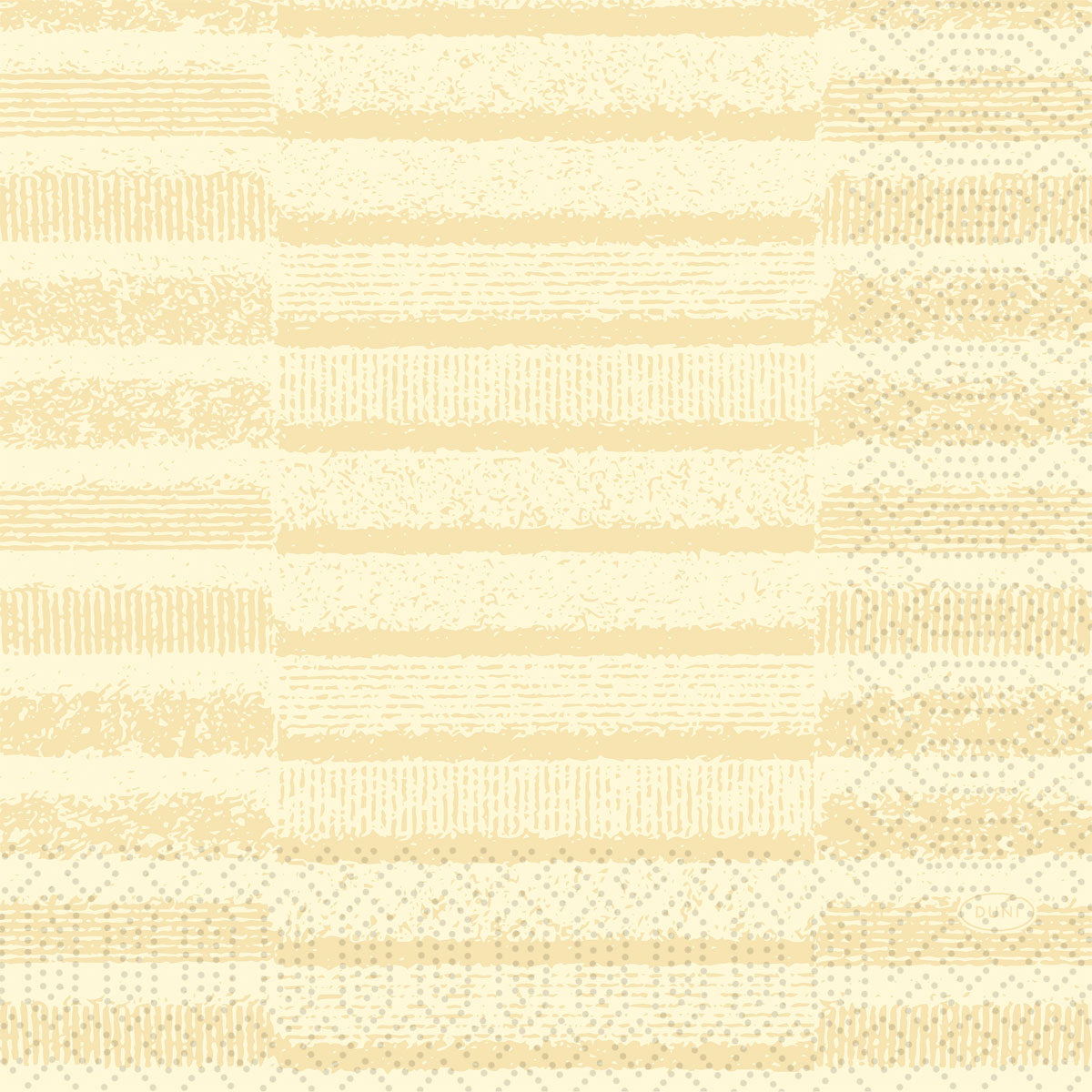 Ein Raster aus beigen Linien und Punkten auf einem hellen cremefarbenen Hintergrund sorgt für Struktur - perfekt für elegante Einrichtungen wie die Duni GmbH Zellt.-Servietten 33x33 cm, 3-lagig, cremefarben | Packung (50 Servietten).