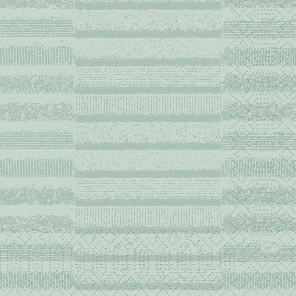 Inspiriert von der eleganten Minze Zellt.-Serv. 33, 3lagig, 1/4 Tessuto der Duni GmbH, zeigt dieses weiche Design einen blassgrünen Farbton mit subtilen Reihen von strukturierten Strichen und Punkten, die ein sanftes geometrisches Muster bilden. Die Packung enthält 250 Servietten.