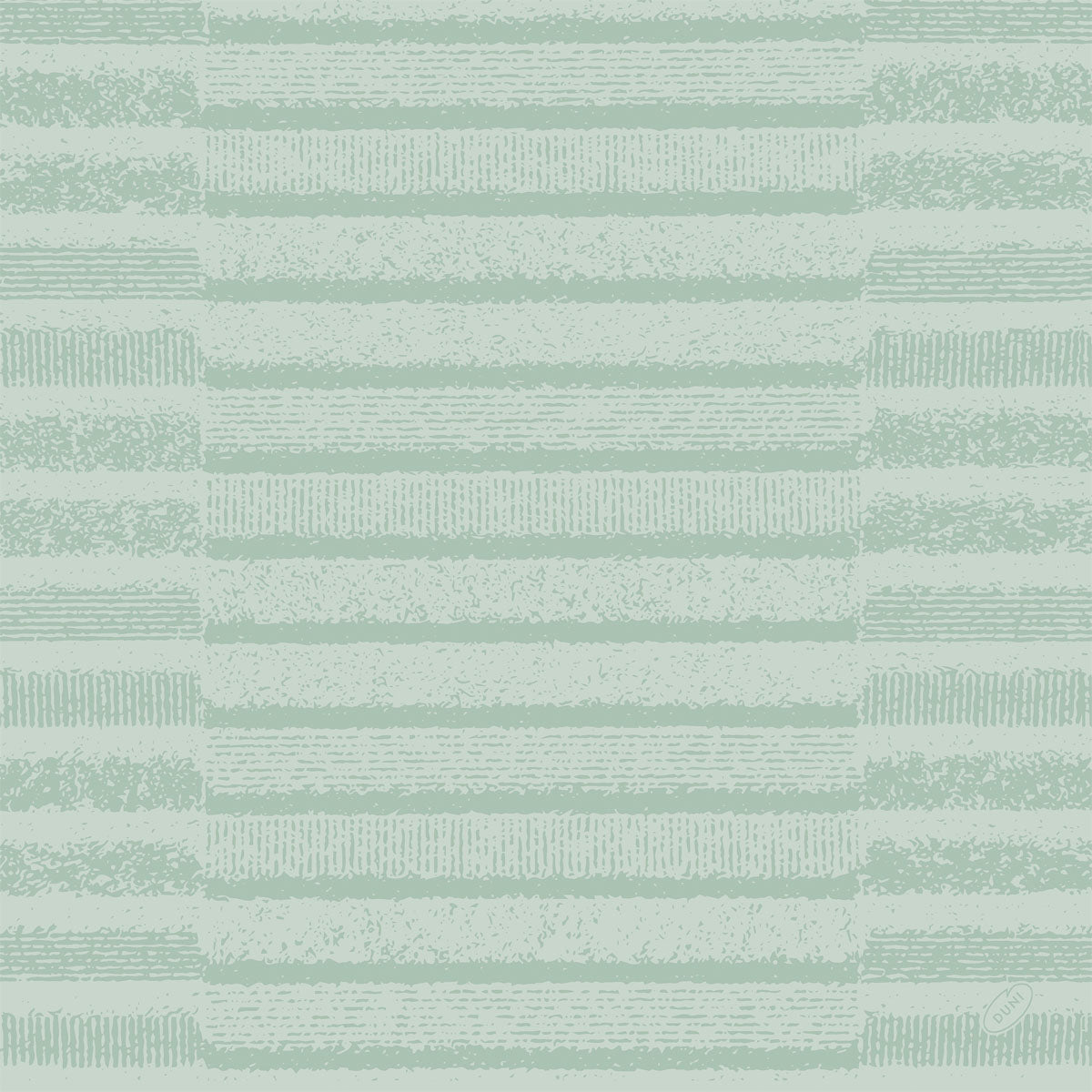 The Bio-Dunisoft napkins 40x40 cm Tessuto mint by Duni GmbH offer a high-quality table decoration with their light mint green background with textured horizontal stripes and the oval "GENU" label at the bottom right. The package contains 60 napkins.