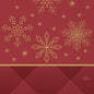 Red background with golden snowflakes and stars, a golden line separates the upper area from a darker red geometric dot pattern - ideal for napkins 33x33 3-ply 1/4 rhombus bordeaux (50 pieces) by Duni GmbH. In the bottom right corner it says "Duni".