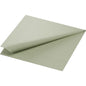 A folded napkin, 40x40 cm, 3-ply, 1/4 fold, pistachio green napkin by Duni GmbH, with subtle edge embossing, is placed on a plain white background. Pack of 250 high-quality napkins.