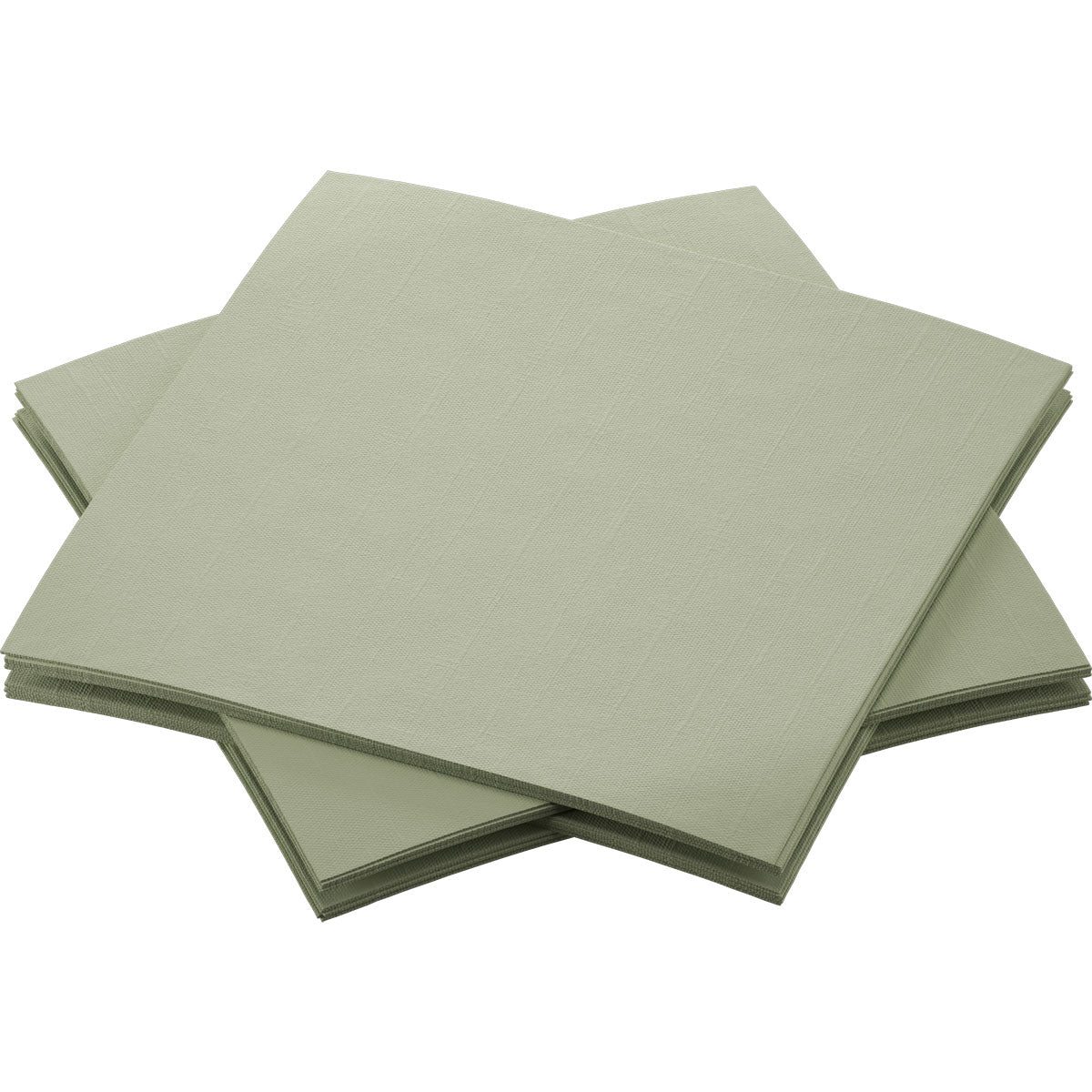 A stack of light green organic Dunisoft napkins 20x20cm from Duni GmbH is arranged overlapping on a white background - stylish, eco-friendly napkins for any occasion.