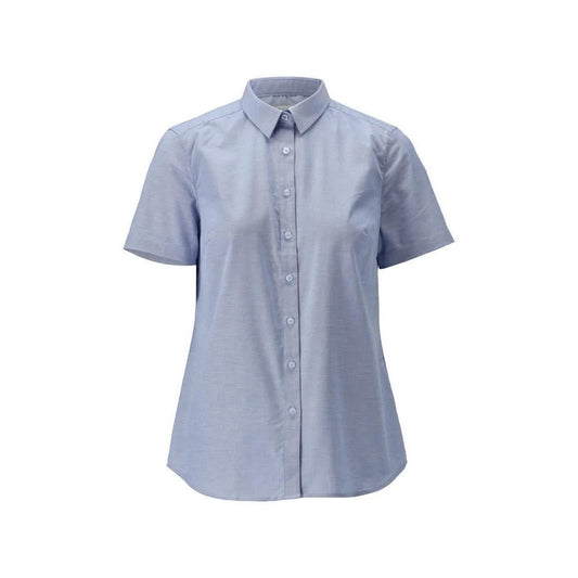 Shirt, short sleeve, classic women's, stretch women's blouse, light blue