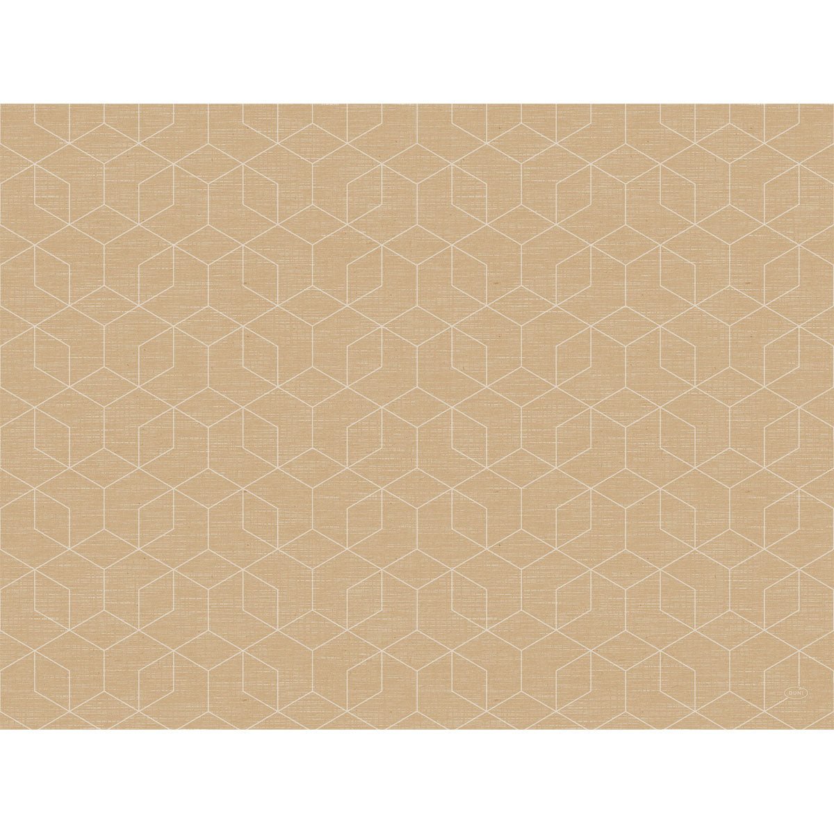 Ein beiger Hintergrund mit dezentem weißen Würfelmuster präsentiert die Bio-Dunicel-Sets 30x40 Graphics-natürliche Papiersets, Packung (100 Stück) der Duni GmbH - ideal, um umweltfreundliches Geschirr stilvoll zu präsentieren.