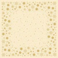 The Bio-Dunicel Centerpiece 84x84cm Stargazing Cream by Duni GmbH features a square border of golden snowflakes and dots on a cream-colored background, ideal for anyone looking for an eco-friendly table decoration with a mostly empty center.