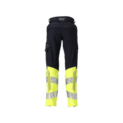 Hose, Damen,DIAMOND, Knietaschen,Stretch Hose Multisafe, schwarzblau/hi-vis gelb