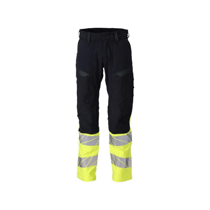 Hose, Knietaschen,ULTIMATE STRETCH Hose Multisafe, schwarzblau/hi-vis gelb