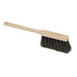 The Nölle Profi Brush Long Handle Hand Broom 43 cm with Arenga bristles, from Nölle Profi Brush Brush & Brush Technology e.K., has a light wooden handle with a hanging hole and black bristles. Pictured against a white background.
