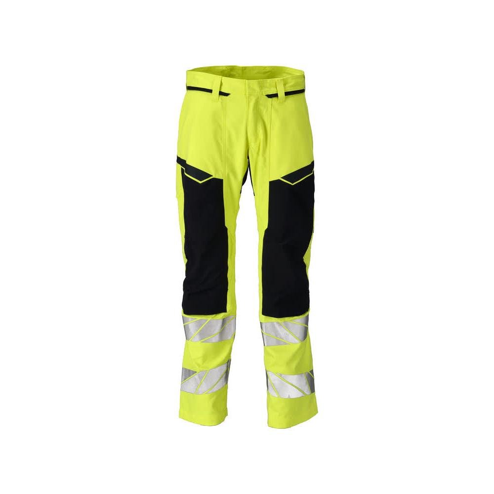 Hose mit Knietaschen, Stretch-Einsätze Hose Multisafe, hi-vis gelb/schwarzblau