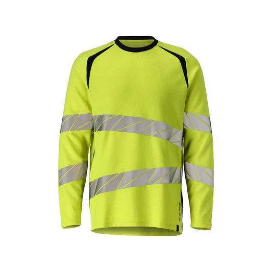 T-shirt, long sleeve, modern fit T-shirt Multisafe, hi-vis yellow/black-blue