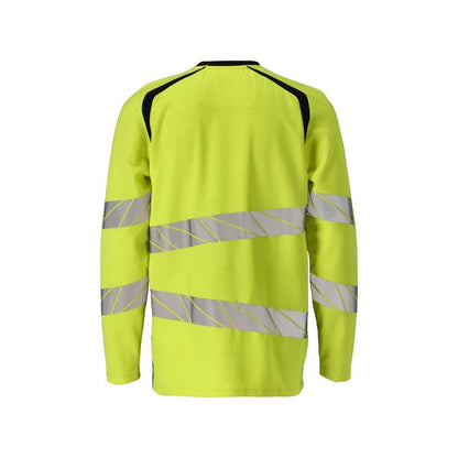 T-shirt, long sleeve, modern fit T-shirt Multisafe, hi-vis yellow/black-blue