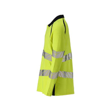 Polo shirt, long-sleeved polo shirt Multisafe, hi-vis yellow/black-blue