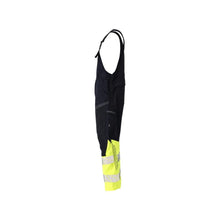Latzhose, Knietaschen, Stretch-Einsätze Latzhose Multisafe, schwarzblau/hi-vis gelb