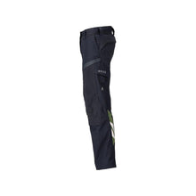 Hose mit Knietaschen, Damen Hose Multisafe, schwarzblau/hi-vis gelb