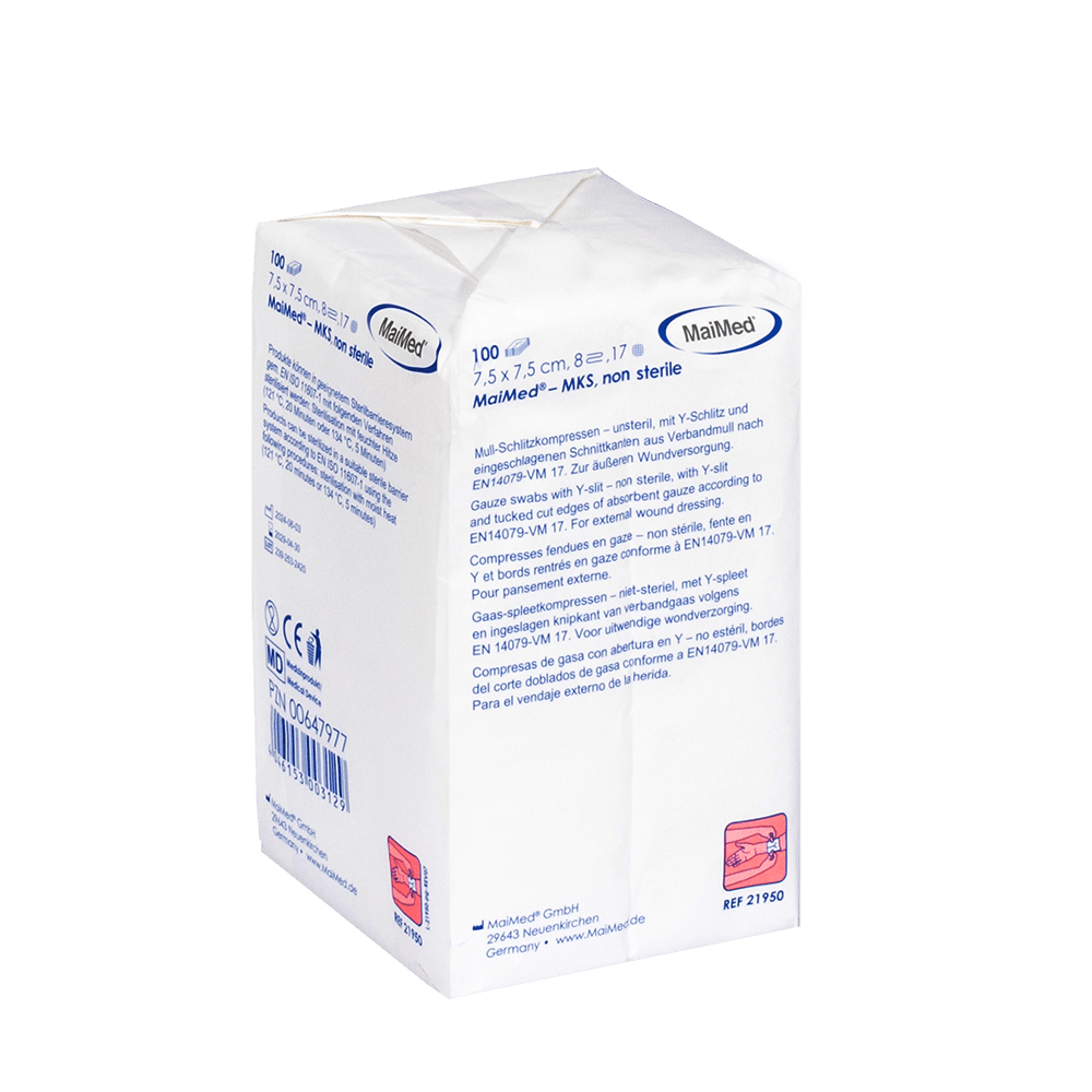 MaiMed-MKS-unsterile gauze slit compresses, 100 pieces/paper bag