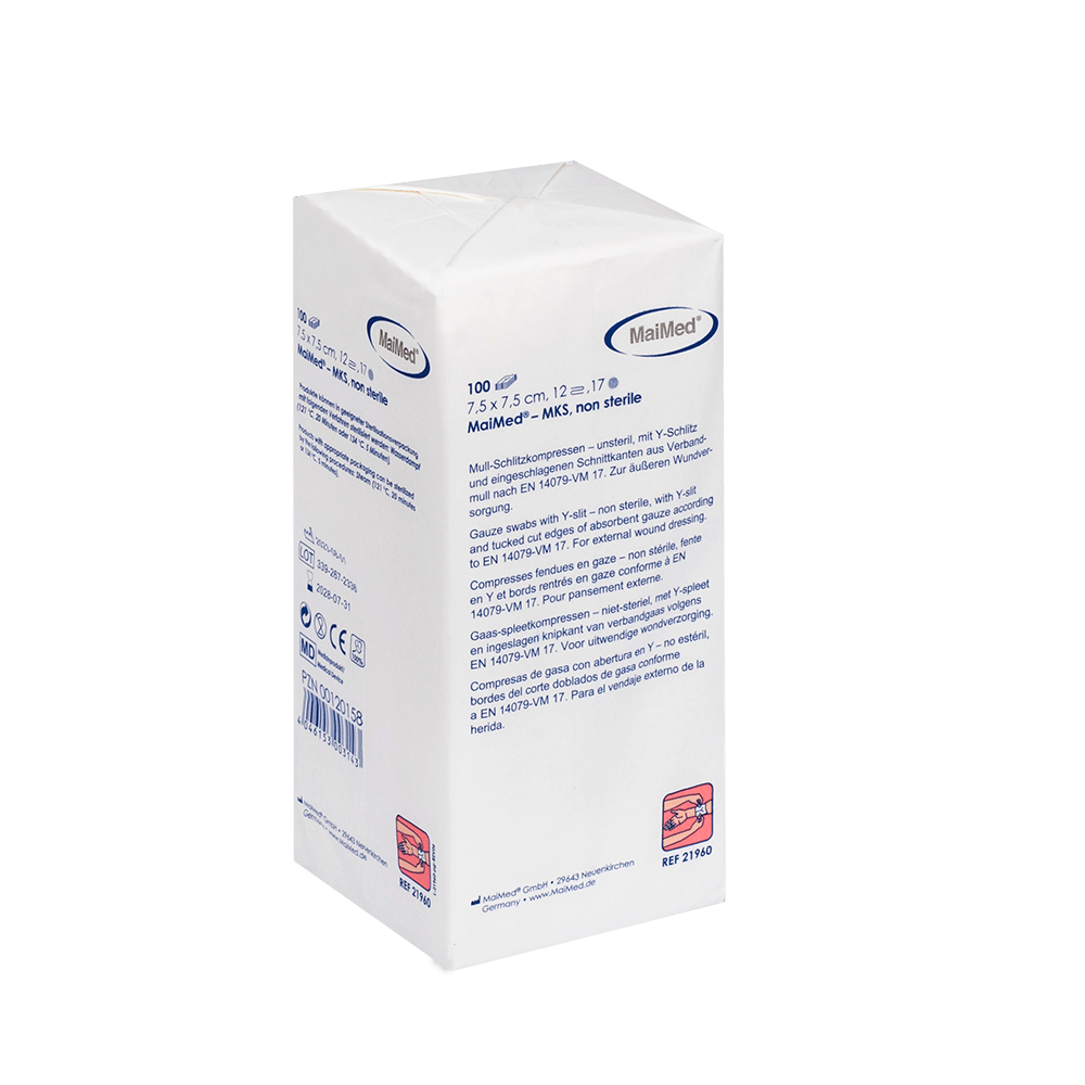 MaiMed-MKS-unsterile gauze slit compresses, 100 pieces/paper bag