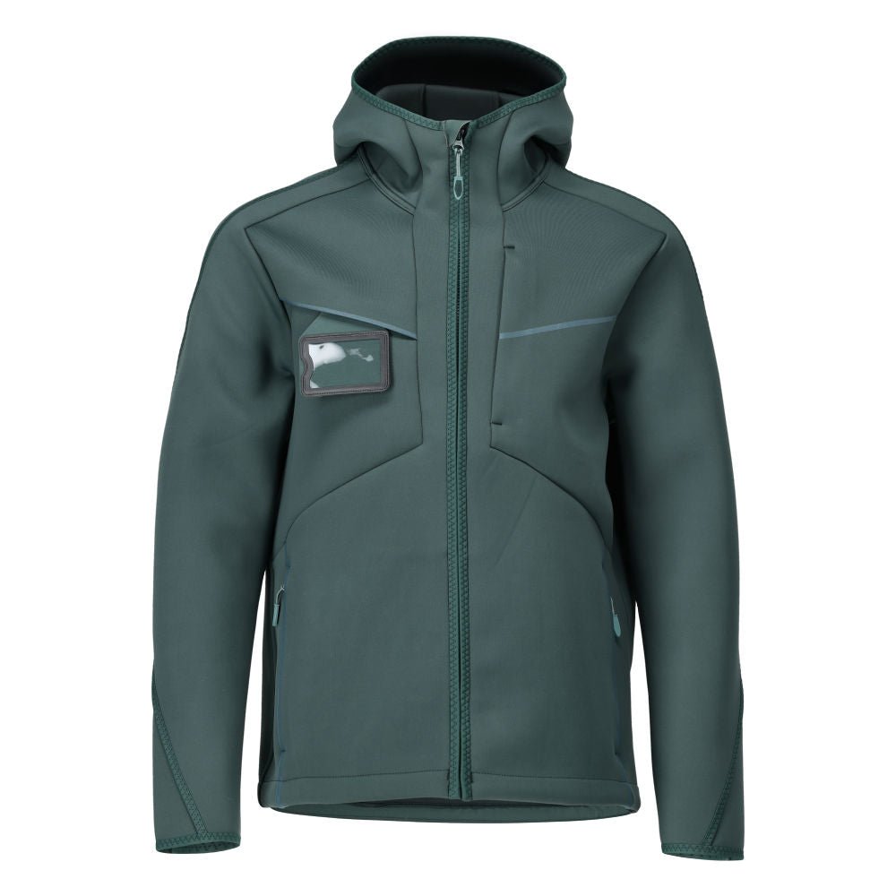 Soft shell jacket, hood, modern fit soft shell jacket