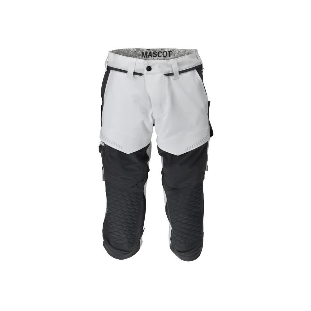 Three-quarter trousers, knee pockets, stretch craftsman three-quarter trousers, white/anthracite grey