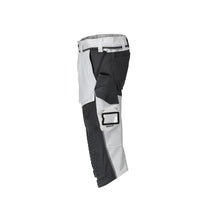 Three-quarter trousers, knee pockets, stretch craftsman three-quarter trousers, white/anthracite grey