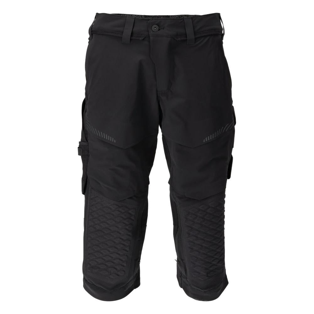 Dreiviertel-Hose, Knietaschen, Stretch Handwerker-Dreiviertel-Hose, schwarz