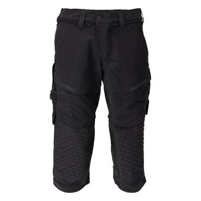 Dreiviertel-Hose, Knietaschen, Stretch Handwerker-Dreiviertel-Hose, schwarz