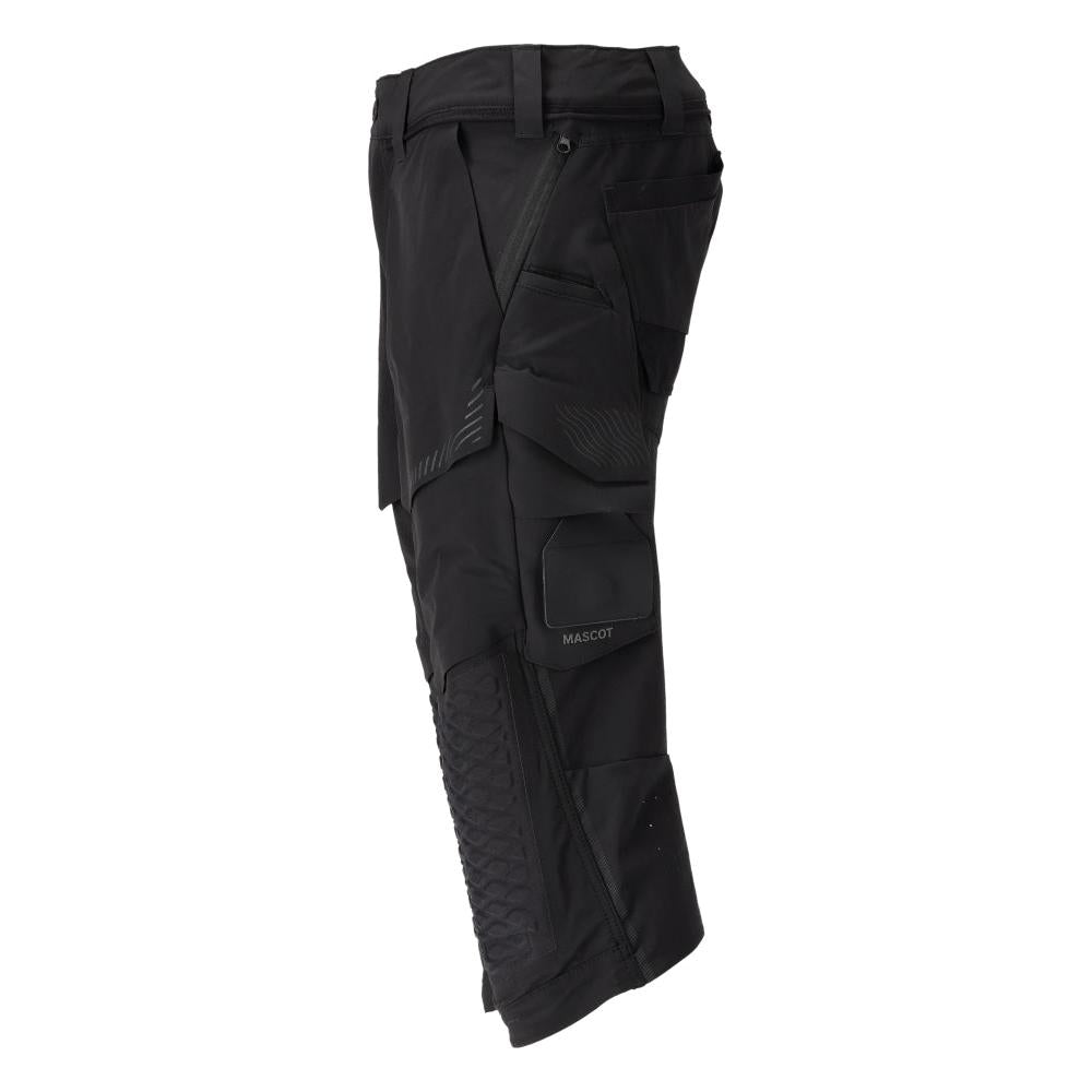 Dreiviertel-Hose, Knietaschen, Stretch Handwerker-Dreiviertel-Hose, schwarz
