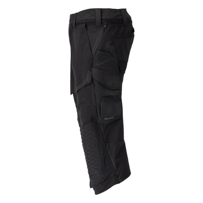 Dreiviertel-Hose, Knietaschen, Stretch Handwerker-Dreiviertel-Hose, schwarz
