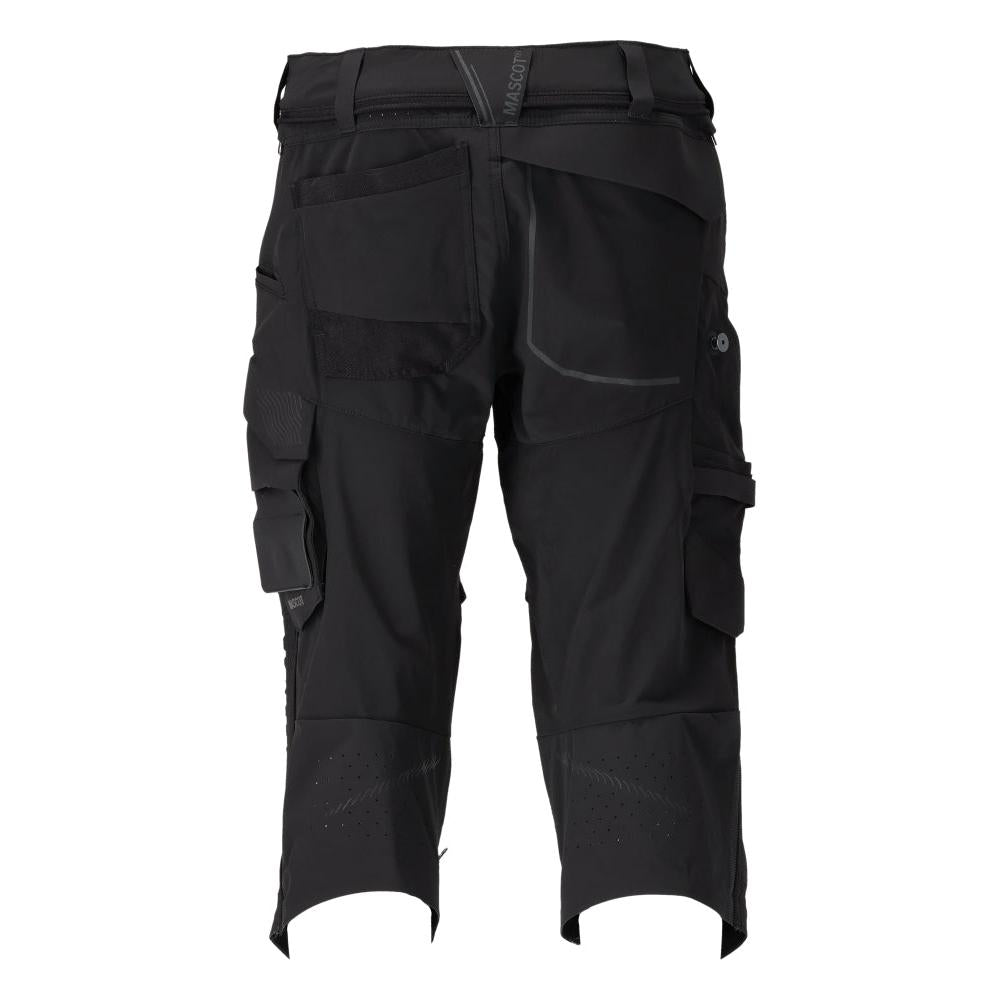 Dreiviertel-Hose, Knietaschen, Stretch Handwerker-Dreiviertel-Hose, schwarz