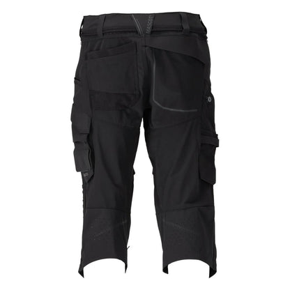 Dreiviertel-Hose, Knietaschen, Stretch Handwerker-Dreiviertel-Hose, schwarz