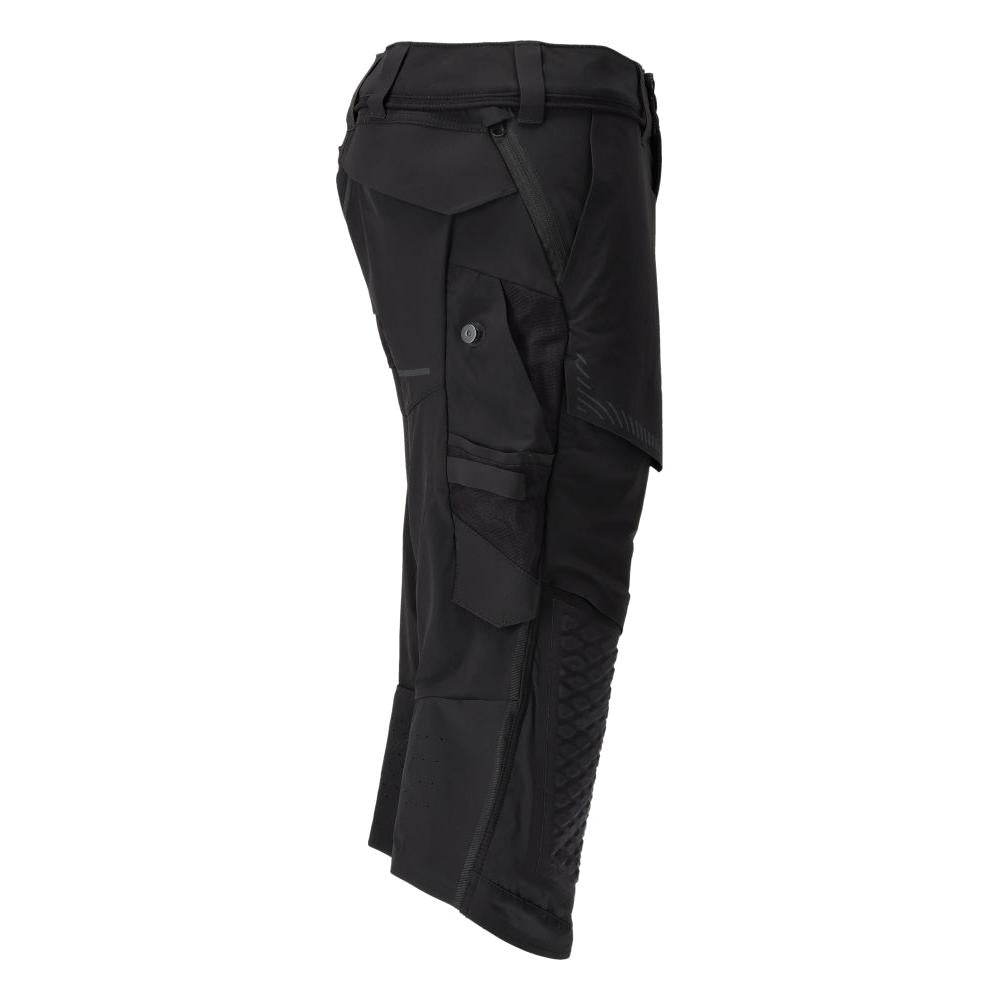 Dreiviertel-Hose, Knietaschen, Stretch Handwerker-Dreiviertel-Hose, schwarz