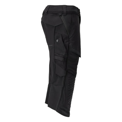 Dreiviertel-Hose, Knietaschen, Stretch Handwerker-Dreiviertel-Hose, schwarz