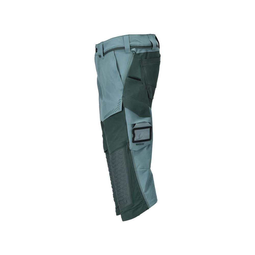 Dreiviertel-Hose, Knietaschen, Stretch Handwerker-Dreiviertel-Hose, helles waldgrün/waldgrün