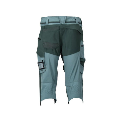 Dreiviertel-Hose, Knietaschen, Stretch Handwerker-Dreiviertel-Hose, helles waldgrün/waldgrün