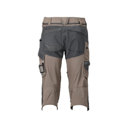 Dreiviertel-Hose, Knietaschen, Stretch Handwerker-Dreiviertel-Hose, dunkles sandbeige/anthrazitgrau