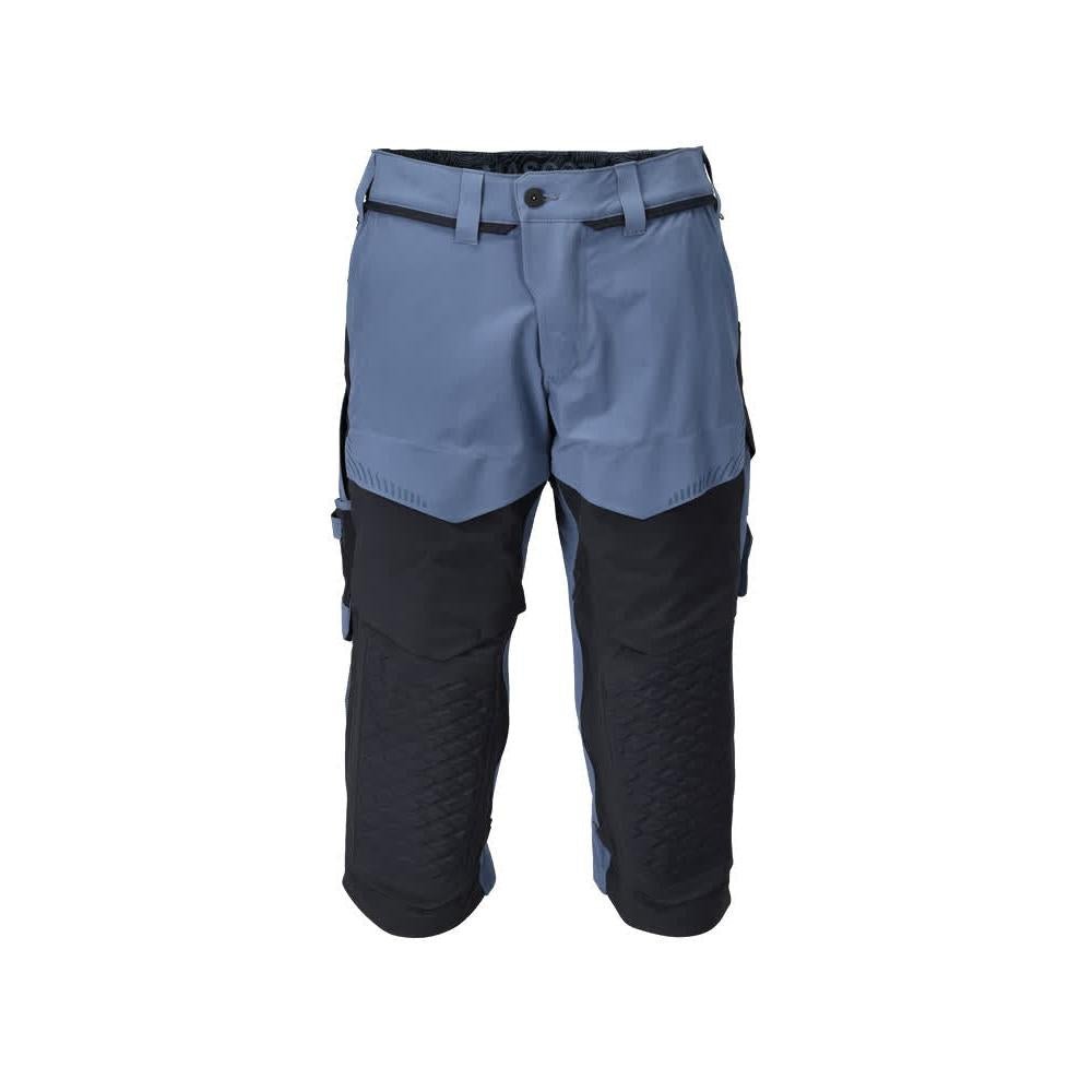 Dreiviertel-Hose, Knietaschen, Stretch Handwerker-Dreiviertel-Hose, steinblau/schwarzblau