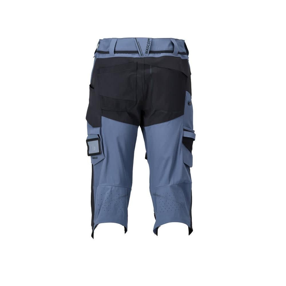 Dreiviertel-Hose, Knietaschen, Stretch Handwerker-Dreiviertel-Hose, steinblau/schwarzblau