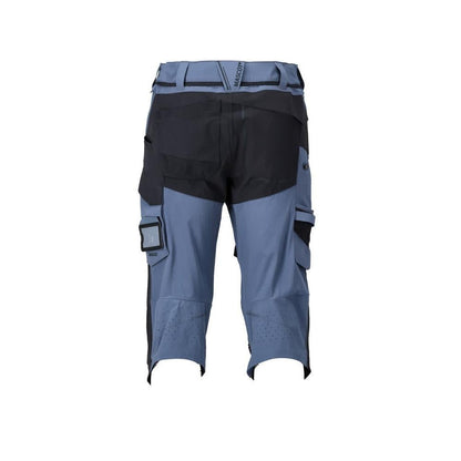 Dreiviertel-Hose, Knietaschen, Stretch Handwerker-Dreiviertel-Hose, steinblau/schwarzblau