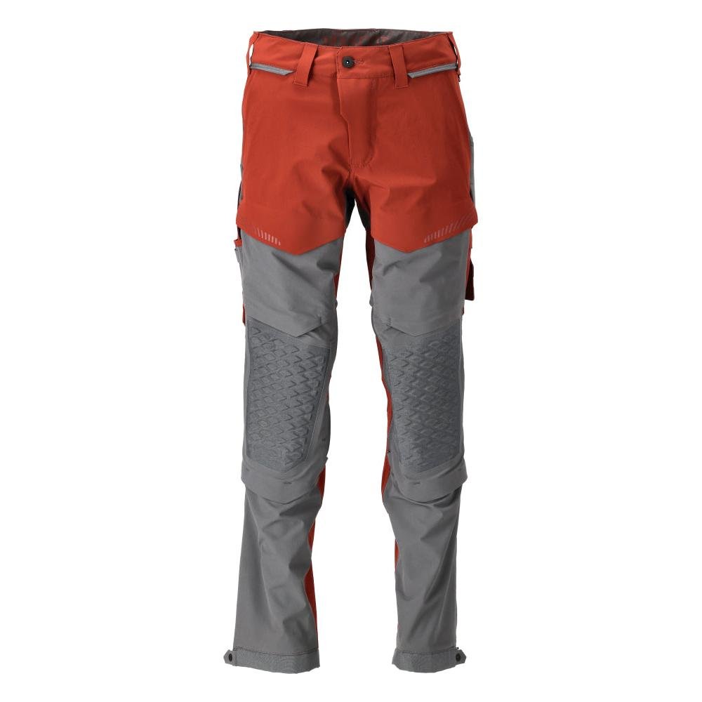 Hose, Knietaschen, Stretch, leicht Hose, herbstrot/anthrazitgrau